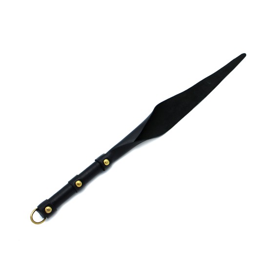 Black Leather Single Flap Whip Gold D-Ring