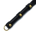 Black Leather Single Flap Whip Gold D-Ring