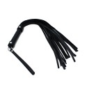 Black Leather Flogger with Braided Handle