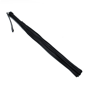 Black Leather Flogger with Braided Handle