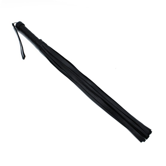 Black Leather Flogger with Braided Handle