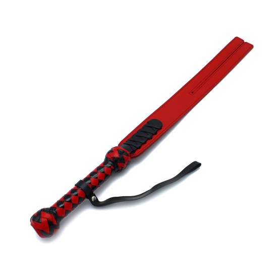 Black & Red Leather Y-Paddle Whip