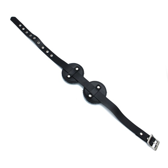 Black Leather Blindfold with Adjustable Eye Patches