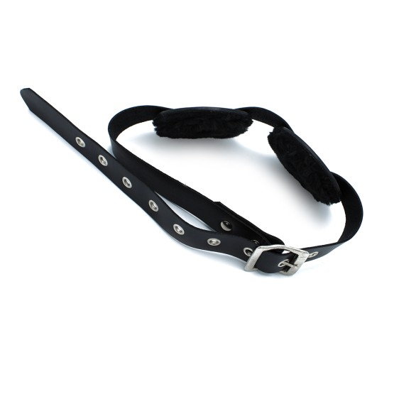 Black Leather Blindfold with Adjustable Eye Patches