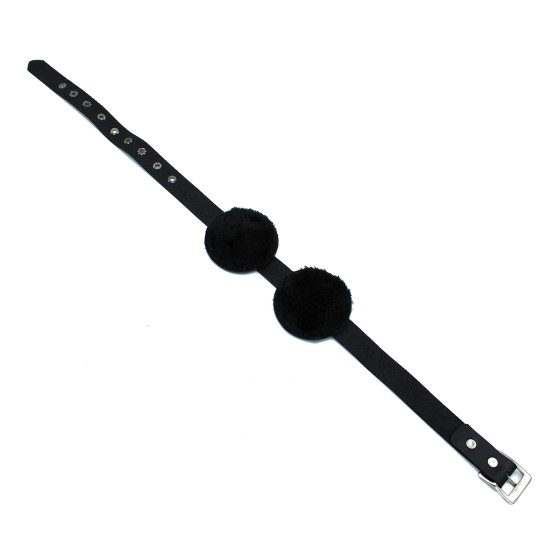 Black Leather Blindfold with Adjustable Eye Patches