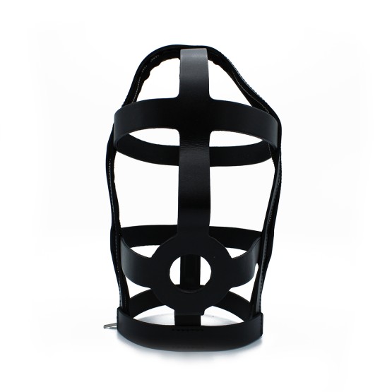 Black Leather Head Cage with Zipper