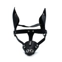 Black Leather Dog Mask with Ears & Snout