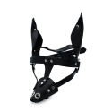 Black Leather Dog Mask with Ears & Snout
