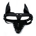 Black Leather Dog Mask with Ears & Snout