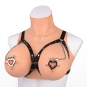 Heart-Shaped Nipple Clamps Tinkling Bells & Leather Harness