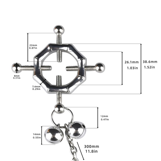 Hexagon-Shaped Nipple Clamps Tinkling Bells