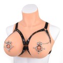 Hexagon Nipple Clamps Bells & Leather Harness