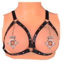 Circular Nipple Clamps Bells & Leather Harness
