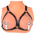 Adjustable Nipple Clamps Bells & Leather Harness