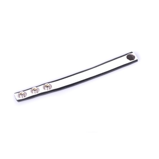 Rainbow Leather Cock Strap - Black & White