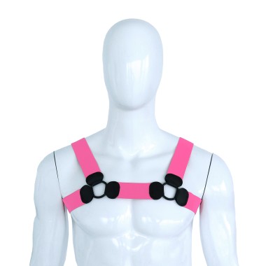 Elastic Chest Harness Pink S/M