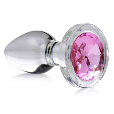 Pink Gem Glass Anal Plug - Medium