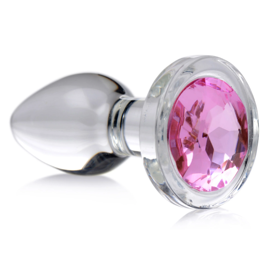 Pink Gem Glass Anal Plug - Medium