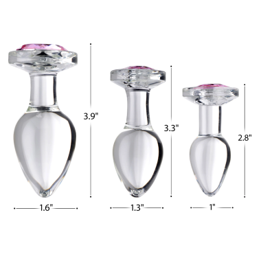 Pink Gem Glass Anal Plug - Medium