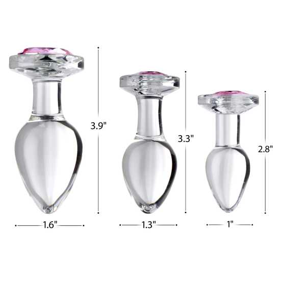 Pink Gem Glass Anal Plug - Large
