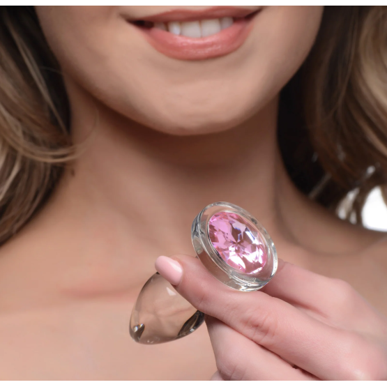 Pink Gem Glass Anal Plug - Large
