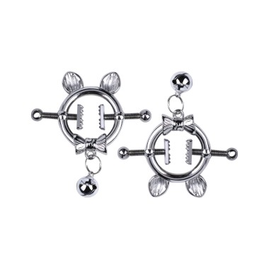 Kitten with Bowtie Nipple Clamps