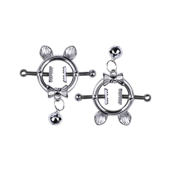 Kitten with Bowtie Nipple Clamps