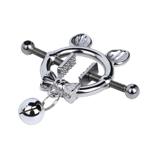 Kitten with Bowtie Nipple Clamps