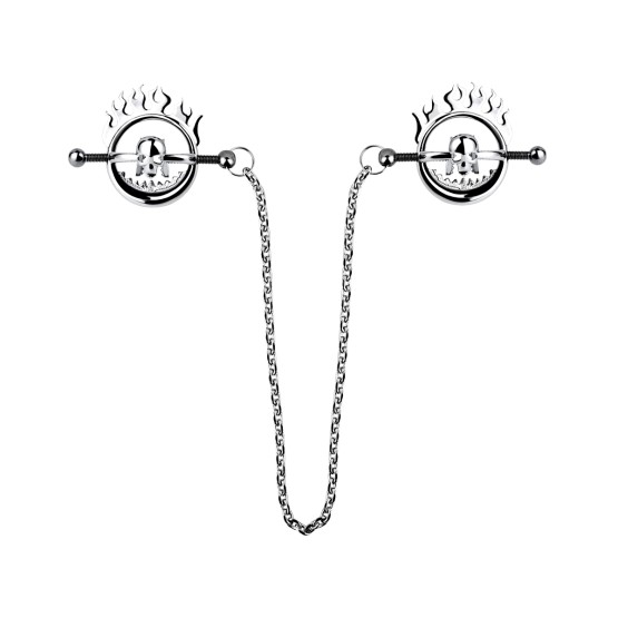 Flaming Skull Nipple clamps