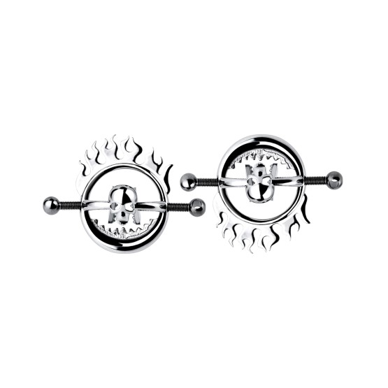 Flaming Skull Nipple clamps
