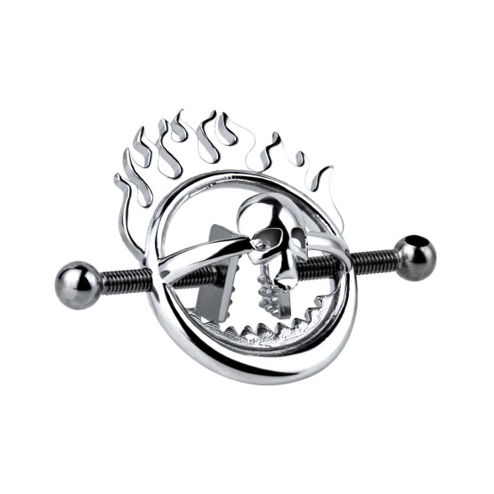 Flaming Skull Nipple clamps