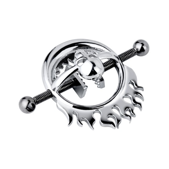 Flaming Skull Nipple clamps