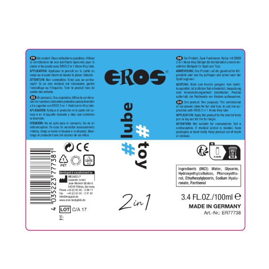 EROS 2in1 lube toy 100ml Lubricant