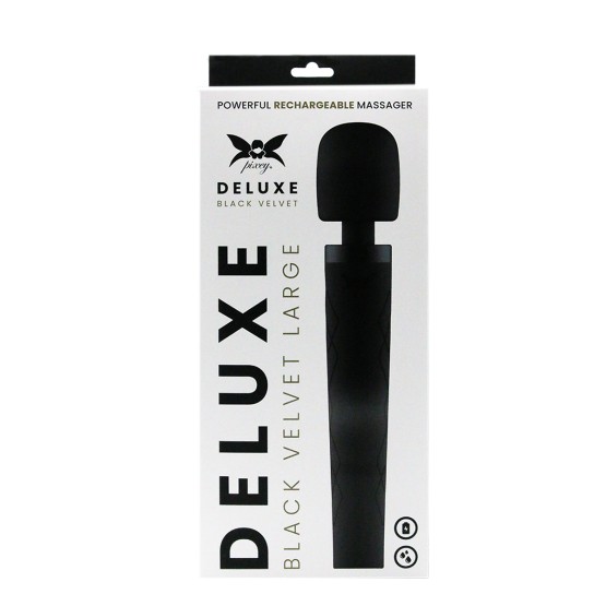Pixey Deluxe Black Velvet Wand Vibrator L krachtige oplaadbare massager