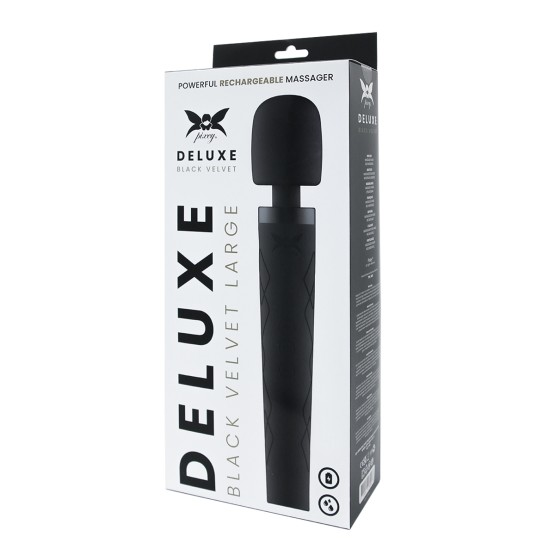 Pixey Deluxe Black Velvet Wand Vibrator L krachtige oplaadbare massager