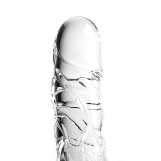 Glass Dildo Clear Penis Round with Balls