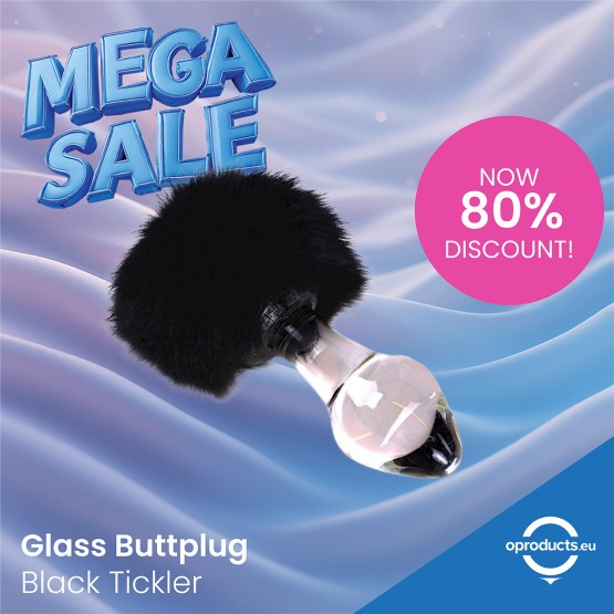 Glass Buttplug Black Tickler