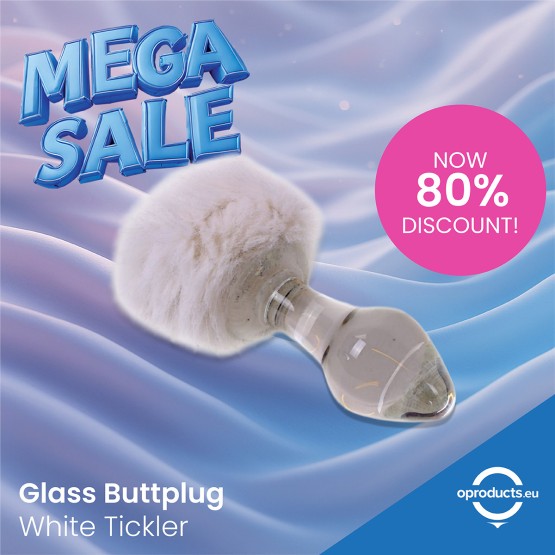 Glass Buttplug White Tickler