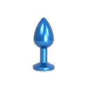 Aluminium Buttplug Blue with Clear Gem