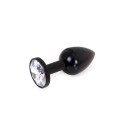 Aluminium Buttplug Black with Clear Gem