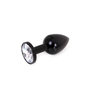 Aluminium Buttplug Black with Clear Gem