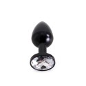 Aluminium Buttplug Black with Clear Gem