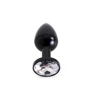 Aluminium Buttplug Black with Clear Gem