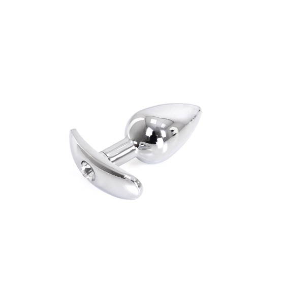 Aluminium Handle Buttplug Clear Gem