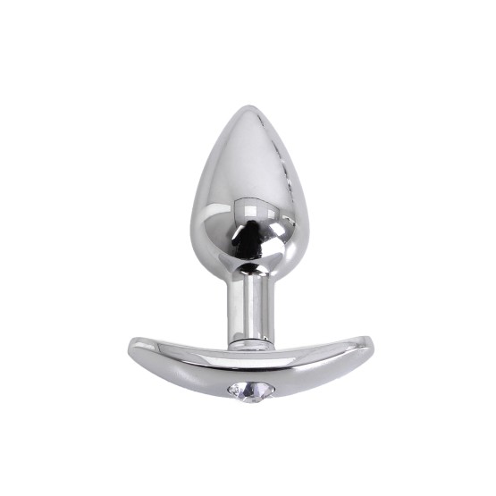 Aluminium Handle Buttplug Clear Gem