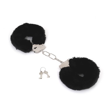 Budget Thin-Metal Black Plush Handcuffs