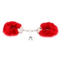 Budget Thin-Metal Red Plush Handcuffs