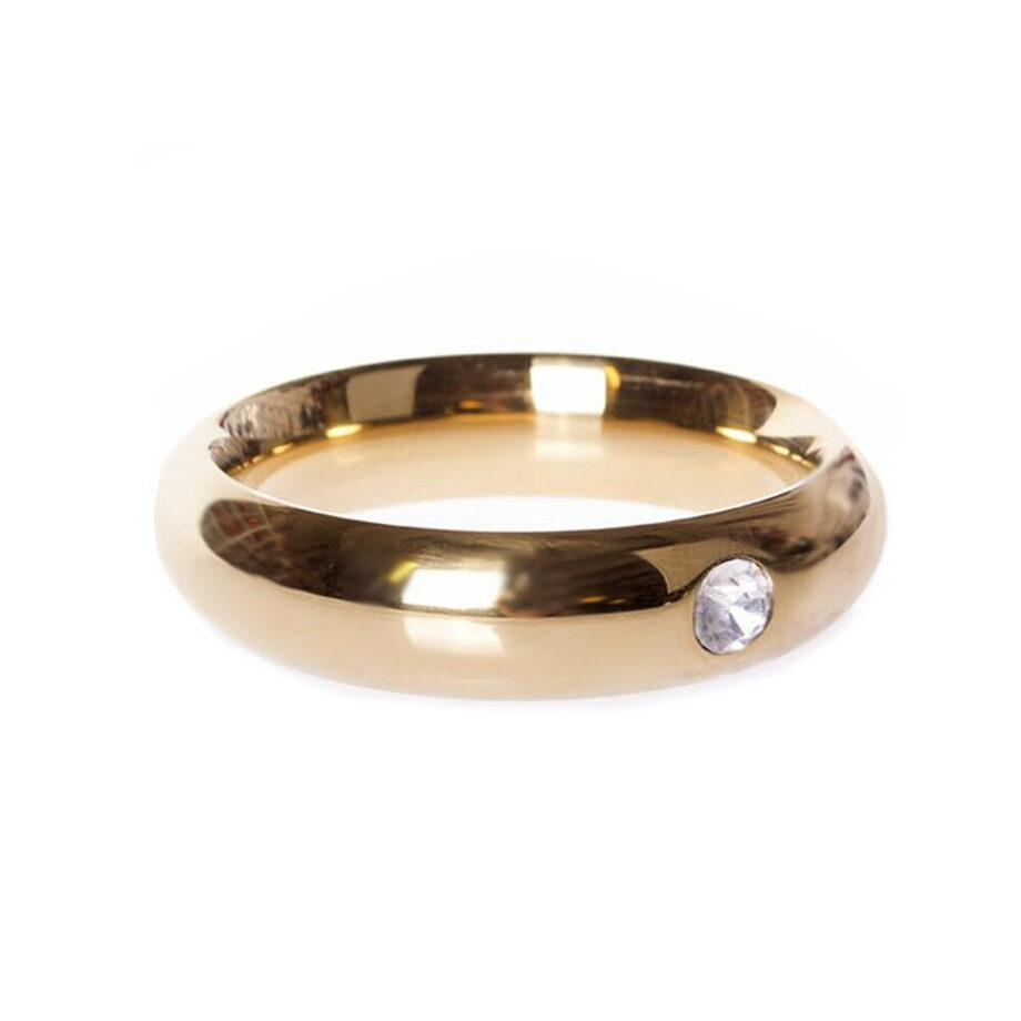 Gold Donut Cockring with Jewel - 55 mm