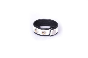 Rainbow Leather Cock Strap - Black & White