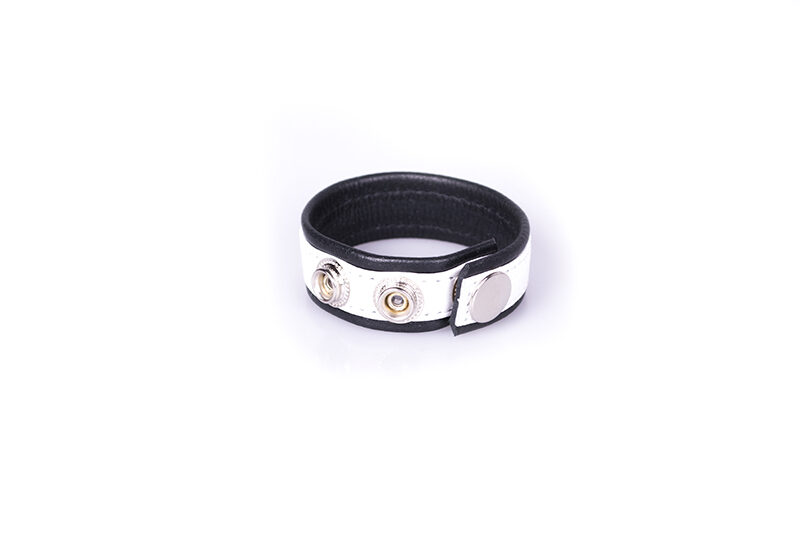 Rainbow Leather Cock Strap - Black & White
